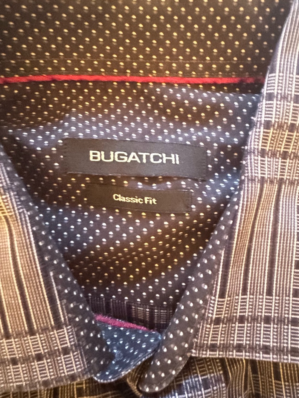Bugatchi Men's Button-Down Shirt in Navy and Brown Plaid - Picture 3 of 7